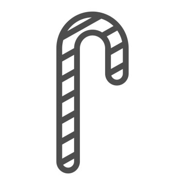 Şeker kamışı çizgisi ikonu. Noel şekeri çizimi beyaza izole edilmiş. Şeker çubuğu tasarımı, web ve uygulama için tasarlanmış. Eps 10.