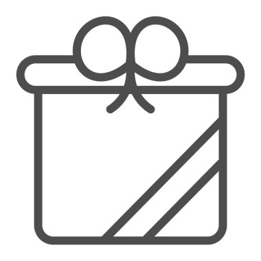 Hediye kutusu çizgisi simgesi. Mevcut kutu vektör illüstrasyonu beyaza izole edildi. Xmas paket tasarımı, web ve uygulama için tasarlandı. Eps 10.