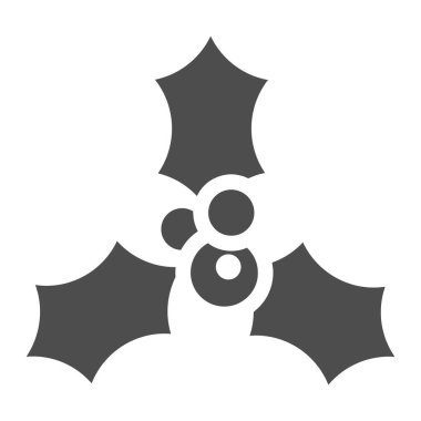 Holly Böğürtlen katı ikonu. Noel süsleme vektör çizimi beyaza izole edilmiş. Holly böğürtlen kabartma tasarımı, web ve uygulama için tasarlandı. Eps 10.