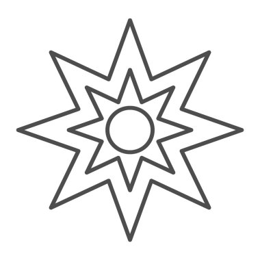 Sekiz nokta yıldız ince çizgi ikonu. Noel yıldızı çizimi beyaza izole edilmiş. Xmas yıldızı tasarımı, web ve uygulama için tasarlandı. Eps 10.