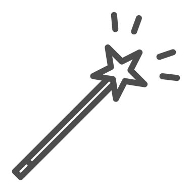 Sihirli değnek çizgisi simgesi. Çubuk vektör çizimindeki yıldız beyaza izole edildi. Mucize tasarımı, web ve uygulama için tasarlandı. Eps 10.