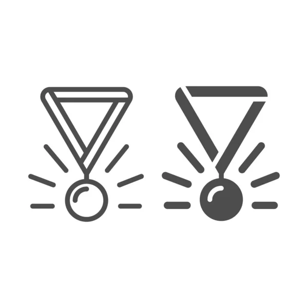 Μετάλλιο και ανάγλυφο εικονίδιο. Εικονογράφηση φορέα βραβείο απομονώνονται σε λευκό. Νικητής σχεδιασμός στυλ περίγραμμα μενταγιόν, σχεδιασμένο για web και app. Eps 10. — Διανυσματικό Αρχείο