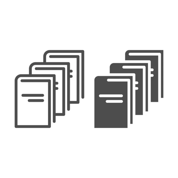 Bibliothekszeile und Glyphen-Symbol. Bildung Vektor Illustration isoliert auf weiß. Buchumrisse Design, entworfen für Web und App. Eps 10. — Stockvektor