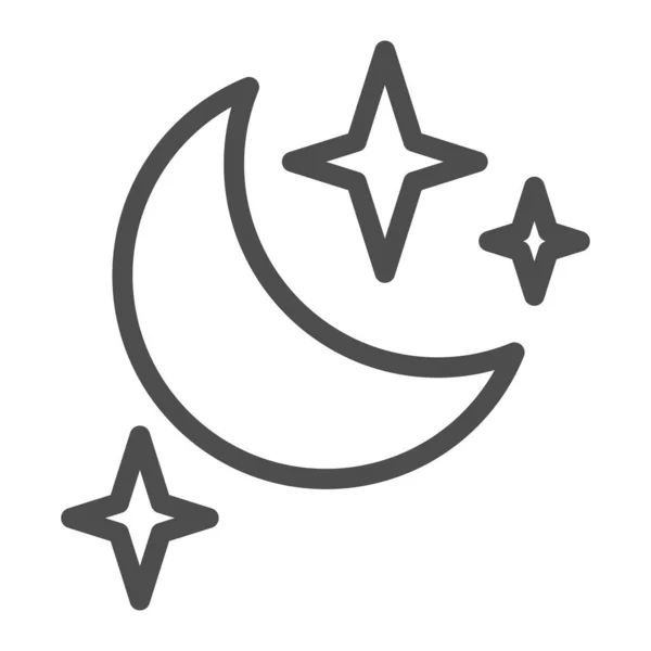 Mond und Sterne reihen sich aneinander. Nachtvektordarstellung isoliert auf weiß. Schlaf-Outline-Stil-Design, entworfen für Web und App. Eps 10. — Stockvektor