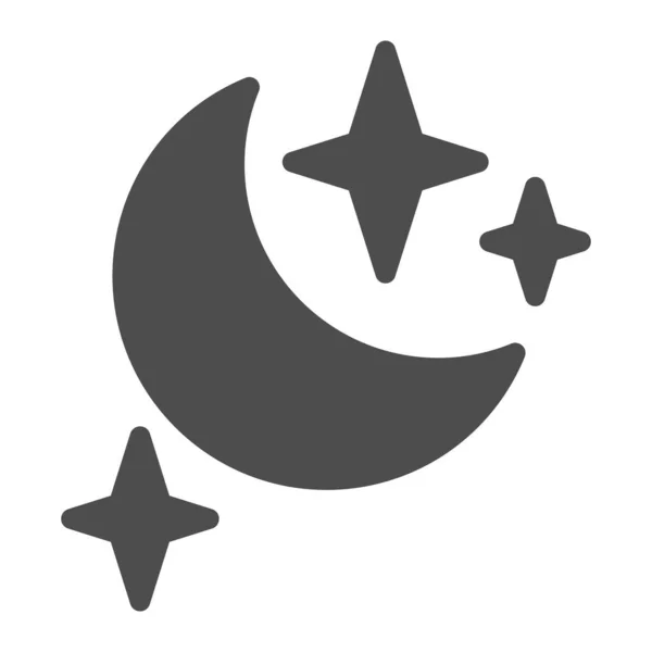 Icono sólido de luna y estrellas. Ilustración vectorial nocturna aislada en blanco. Diseño de estilo glifo del sueño, diseñado para web y aplicación. Eps 10. — Vector de stock