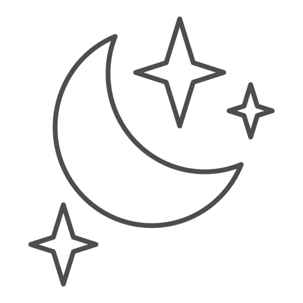 Icono de línea delgada Luna y estrellas. Ilustración vectorial nocturna aislada en blanco. Diseño de estilo de esquema de sueño, diseñado para web y aplicación. Eps 10. — Vector de stock