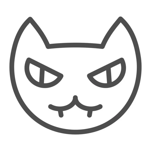 Angry black cat line and solid icon, halloween concept, hissing