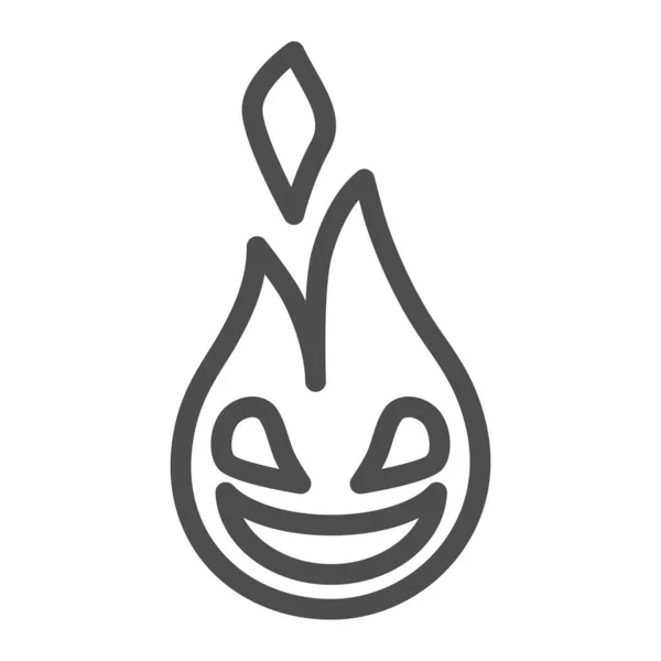 Icône de ligne de flamme. Illustration vectorielle flamme Emoji isolée sur blanc. Conception de style de contour de flamme souriante, conçu pour le web et l'application. Eps 10. — Image vectorielle