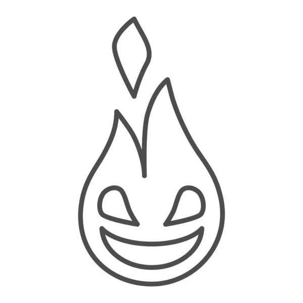 Flamme de feu fine icône de ligne. Illustration vectorielle flamme Emoji isolée sur blanc. Conception de style de contour de flamme souriante, conçu pour le web et l'application. Eps 10. — Image vectorielle