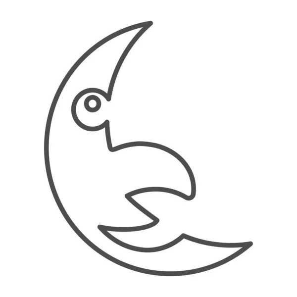 Personaje creciente delgada línea icono. Ilustración vectorial lunar aislada en blanco. Crescent con diseño de estilo de contorno de nariz enganchada, diseñado para web y aplicación. Eps 10. — Vector de stock