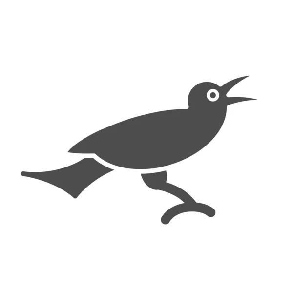 Птах солідний значок. Векторні ілюстрації тварин ізольовані на білому. Дизайн гліфів Raven, розроблений для веб та додатків. Епс 10 . — стоковий вектор