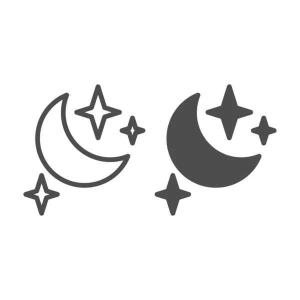 Lua e estrelas linha e glifo ícone. Ilustração vectorial noturna isolada sobre branco. Design de estilo de contorno de sono, projetado para web e aplicativo. Eps 10. — Vetor de Stock