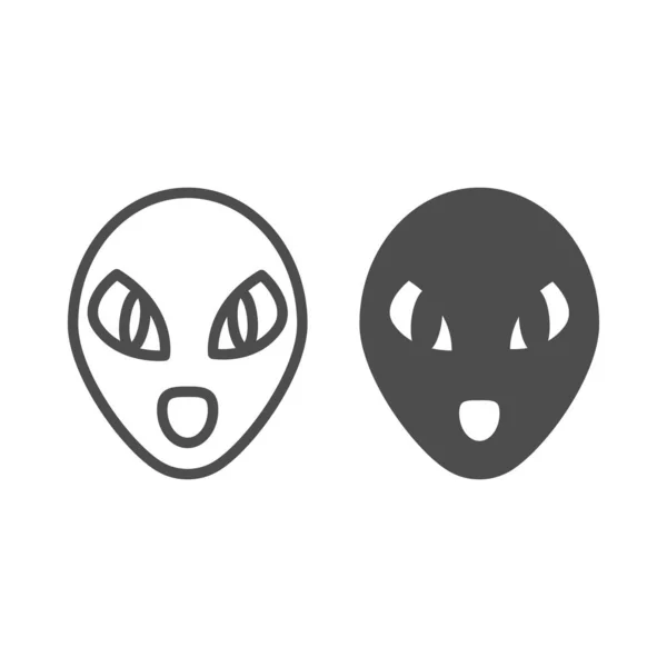 Alien-Linie und Glyphen-Symbol. Humanoide Vektorillustration isoliert auf weiß. Raumcharakter Gesicht Umriss Stil-Design, für Web und App entwickelt. Eps 10. — Stockvektor