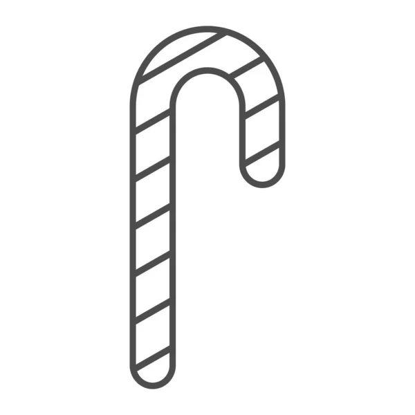Candy käpp tunn linje ikon. Julgodis vektor illustration isolerad på vitt. Sockerstick skissera stil design, utformad för webb och app. Eps 10. — Stock vektor