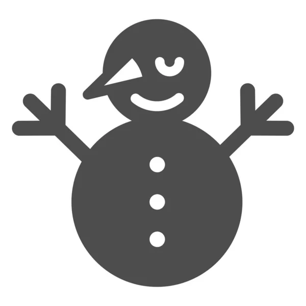 Schneemann solide Ikone. Schneevektor Illustration isoliert auf weiß. Lächelndes Schneemannglyphen-Design, entworfen für Web und App. Eps 10. — Stockvektor