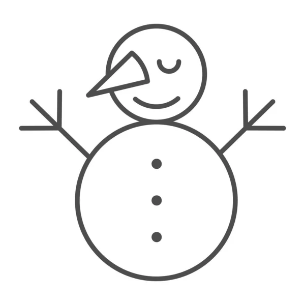 Піктограма тонкої лінії сніговика. Сніг Векторні ілюстрації ізольовані на білому. Усміхнений сніговик окреслює стиль дизайну, призначений для веб та додатків. Епс 10 . — стоковий вектор