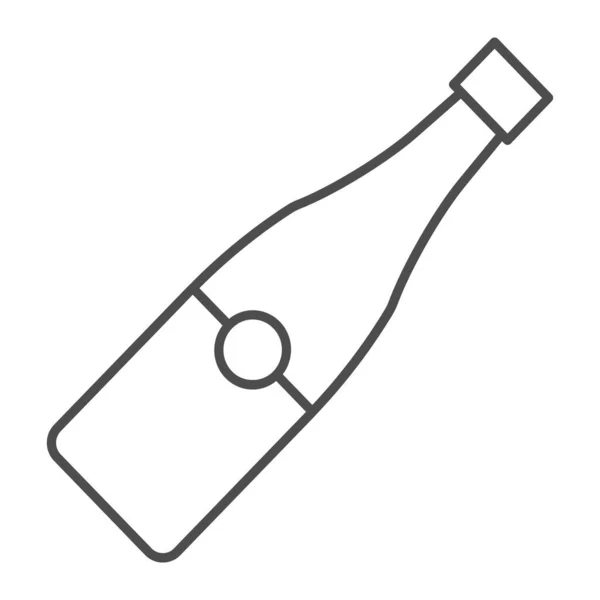 Bottiglia di champagne linea sottile icona. Illustrazione vettoriale dell'alcol isolata sul bianco. Design in stile bozzetto di vino, progettato per web e app. Eps 10. — Vettoriale Stock