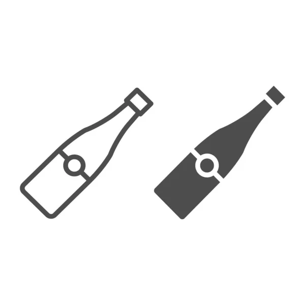 Ligne de bouteille de champagne et icône de glyphe. Illustration vectorielle d'alcool isolée sur blanc. Conception de style de contour de vin, conçu pour le web et l'application. Eps 10. — Image vectorielle