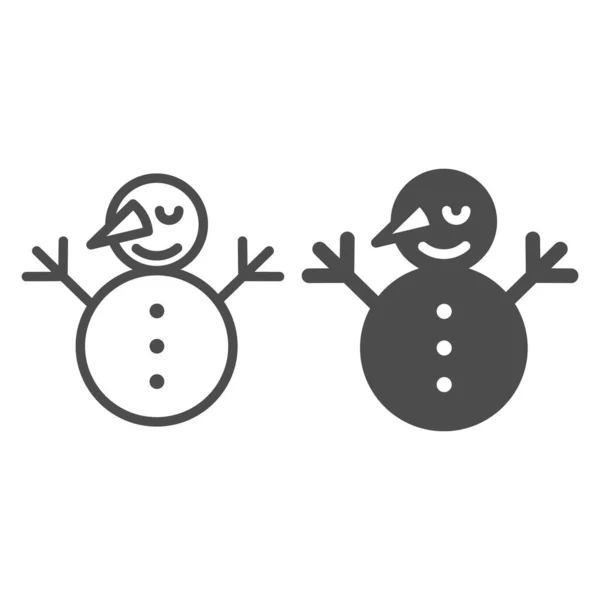 Schneemannlinie und Glyphen-Symbol. Schneevektor Illustration isoliert auf weiß. Lächelnde Schneemänner skizzieren das Styledesign, das für Web und App entwickelt wurde. Eps 10. — Stockvektor