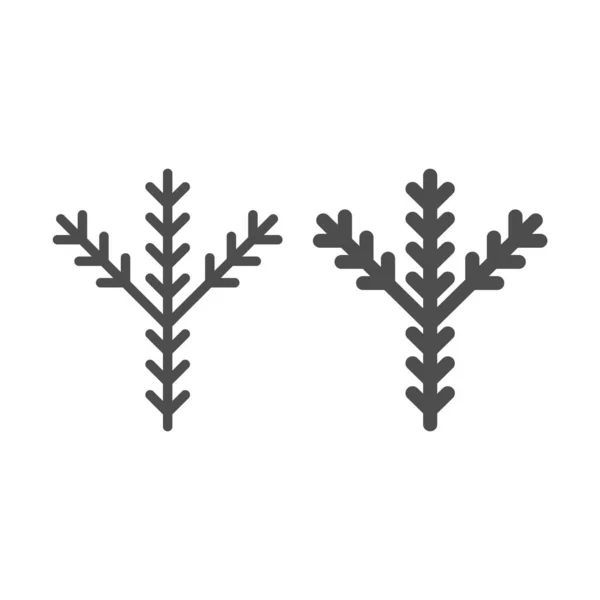 Tannenzweiglinie und Glyphen-Symbol. Illustration des Kiefernvektors isoliert auf weiß. Evergreen Outline Style Design, entworfen für Web und App. Eps 10. — Stockvektor