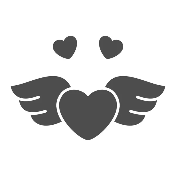 しっかりとしたアイコン、バレンタインデーのコンセプト、白い背景に愛の自由のシンボル、モバイルコンセプトとウェブデザインのためのグリフスタイルでハートアイコンを飛んでハート。ベクトルグラフィックス. — ストックベクタ