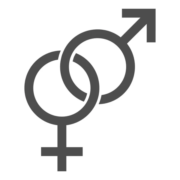 Symboles hétérosexuels icône solide, concept Saint-Valentin, signe masculin et féminin sur fond blanc, icône de symbole de genre dans le style glyphe pour concept mobile et web design. Graphiques vectoriels. — Image vectorielle