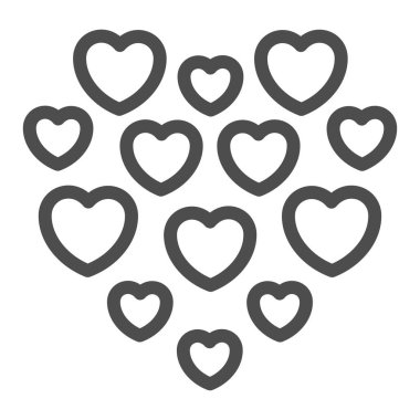 Kalp çizgisi ikonu şeklinde küçük kalpler, Sevgililer Günü konsepti, beyaz arka planda aşk sembolü işareti, cep telefonu için romantik aşk ikonu, web tasarımı. Vektör grafikleri.