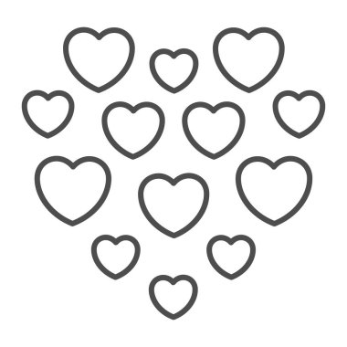 Kalp çizgisi ikonu şeklinde küçük kalpler, Sevgililer Günü konsepti, beyaz arka planda aşk sembolü işareti, cep telefonu için romantik aşk ikonu, web tasarımı. Vektör grafikleri.