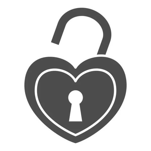 Heart is open to love solid icon, Valentines Day concept, unlocked heart sign on white background, heart opened padlock icon in glyph style for mobile and web design. Vector graphics. — Stock Vector