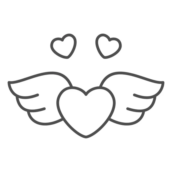 Heart with wings thin line icon, Valentines Day concept, symbol of love freedom on white background, flying heart icon in outline style for mobile concept and web design. Vector graphics. — Stock Vector