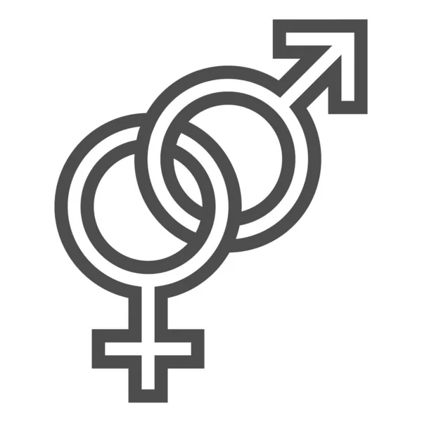 Icône de ligne de symboles hétérosexuels, concept de Saint-Valentin, signe masculin et féminin sur fond blanc, icône de symbole de genre dans le style de contour pour le concept mobile et la conception Web. Graphiques vectoriels. — Image vectorielle