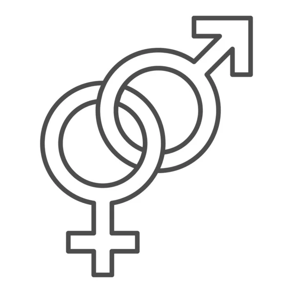 Symboles hétérosexuels icône de ligne mince, concept de Saint-Valentin, signe masculin et féminin sur fond blanc, icône de symbole de genre dans le style de contour pour concept mobile et web design. Graphiques vectoriels. — Image vectorielle