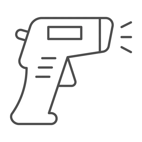 Contactless Infrared Thermometer thin line icon, Corona downturn concept, sinal termômetro eletrônico no fundo branco, ícone pirômetro no estilo esboço para celular e web. Gráficos vetoriais. —  Vetores de Stock