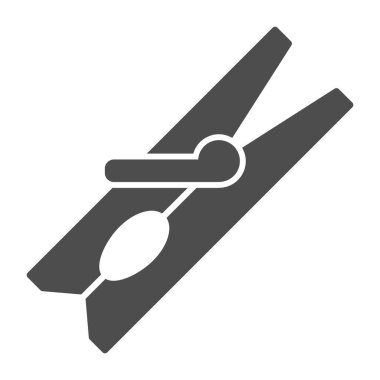 Çamaşır mandalı simgesi, çamaşır konsepti, beyaz arka planda tahta mandal işareti, mobil konsept ve web tasarımı için sembol şeklinde kıyafet broşu. Vektör grafikleri.