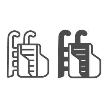 Arka hattı ve sağlam bir ikonu olan Sledge, kış mevsimi konsepti, beyaz arka planda çocuklar için kızak tabelası, mobil konsept ve web tasarımı için ana hatlı bebek kızağı ikonu. Vektör grafikleri.