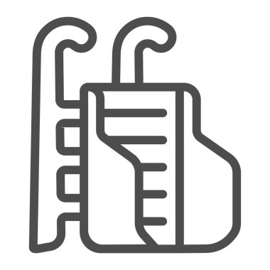 Arka hat ikonu, kış mevsimi konsepti, beyaz arka planda çocuklar için kızak tabelası, mobil konsept ve web tasarımı için ana hatlı bebek kızağı ikonu. Vektör grafikleri.