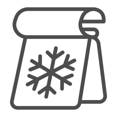 Kar Tanesi çizgisi ikonu, kış mevsimi konsepti, takvimde beyaz zemin üzerinde donmuş kış pulu sembolü, yeni yıl resim simgesi ana hatlarıyla belirlenmiş. Vektör grafikleri.