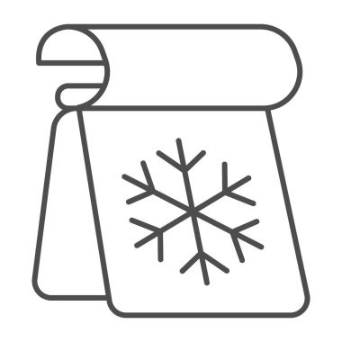 Snowflake ince çizgi ikonu, kış mevsimi konsepti, takvimin beyaz arka planında donmuş kış pulu sembolü, yeni yıl resim ikonu ana hatlarıyla. Vektör grafikleri.