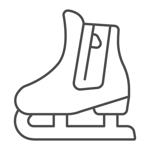 Skates thin line icon, Winter season concept, Skating sign on white background, Hockey skates symbol in outline style for mobile concept and web design. Grafis vektor. - Stok Vektor