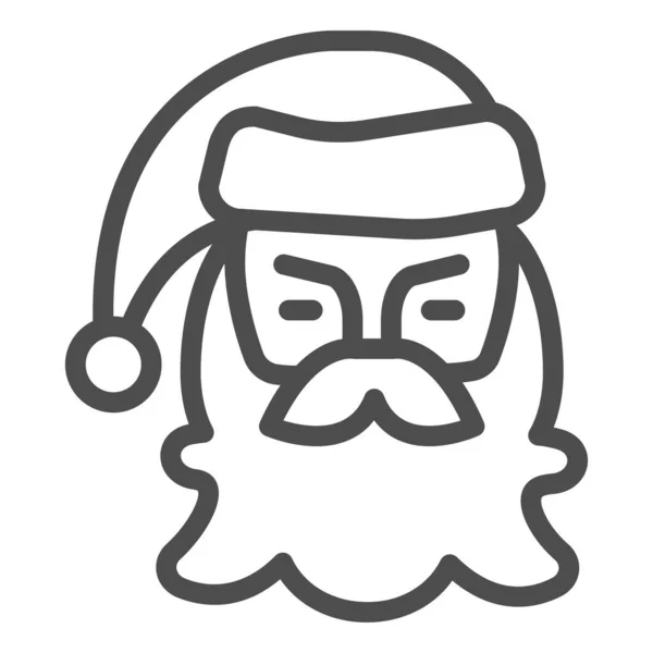 Icono barbudo de la línea de Santa Claus, concepto de temporada de invierno, símbolo de Navidad y Año Nuevo sobre fondo blanco, icono de la cara de Santa Claus en estilo de esquema para el diseño móvil y web. Gráficos vectoriales. — Vector de stock