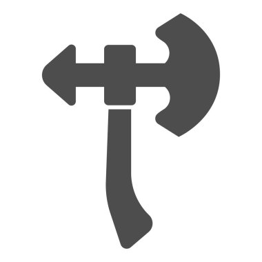 Ortaçağ balta katı ikonu, peri masalı konsepti, beyaz arka planda çift taraflı balta siluet işareti, mobil konsept ve web tasarımı için glifli silah ikonu. Vektör grafikleri.