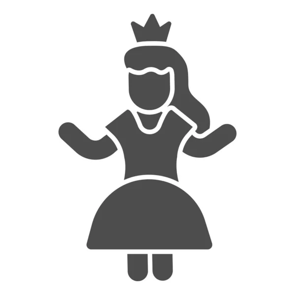 Princesse en robe de carnaval icône solide, concept de conte de fées, signe Princesse sur fond blanc, Reine avec icône couronne dans le style glyphe pour concept mobile et web design. Graphiques vectoriels. — Image vectorielle