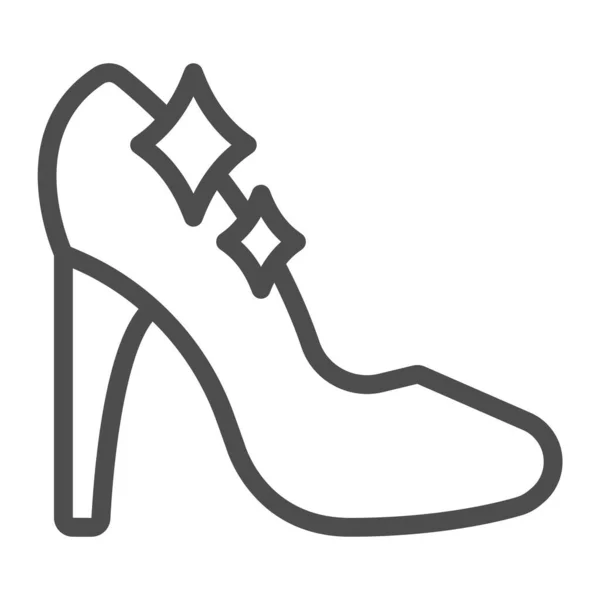 Cenerentola icona della linea di scarpe, concetto fiabesco, segno pantofola lucido su sfondo bianco, Carino principessa fantasia scarpe di cristallo icona in stile contorno per il mobile e web design. Grafica vettoriale. — Vettoriale Stock