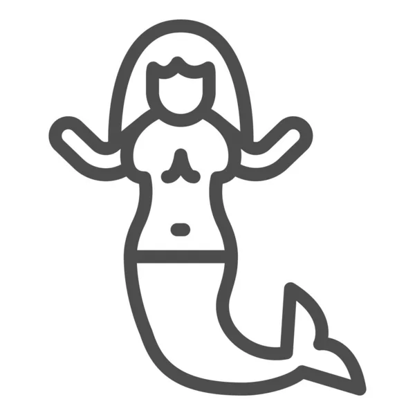 Icono de línea de sirena, concepto de cuento de hadas, signo de ninfa de agua sobre fondo blanco, icono de silueta de sirena en estilo de esquema para el concepto móvil y el diseño web. Gráficos vectoriales. — Archivo Imágenes Vectoriales