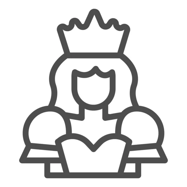 Ikona Queen Line, baśniowa koncepcja, znak księżniczki na białym tle, królowa z ikoną korony w stylu zarysu dla mobilnej koncepcji i projektowania stron internetowych. Grafika wektorowa. — Wektor stockowy
