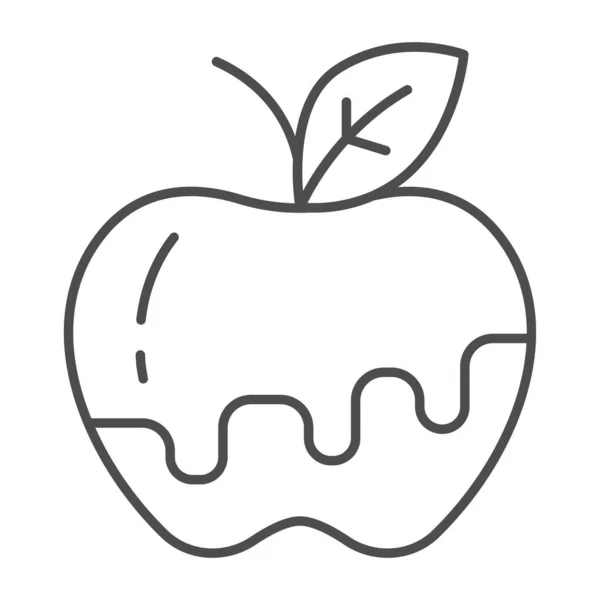 Strega avvelenata icona della linea sottile Apple, concetto fiabesco, segno di mela marcia male su sfondo bianco, icona di frutta avvelenata in stile contorno per il concetto di mobile e web design. Grafica vettoriale. — Vettoriale Stock