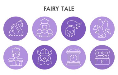 Simgeli modern peri masalı bilgi tasarımı şablonu. Beyaz arkaplanda balon tasarımında fantezi Infographic görselleştirme. Sunum için sihirli şablon. Bilgi için vektör illüstrasyonu.