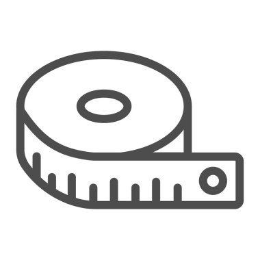 Şerit çizgisi simgesi, diyet konsepti, beyaz arkaplanda fitness ekipman tabelası, mobil konsept ve web tasarımı için taslak biçimli şerit ikonu ölçümü. Vektör grafikleri.