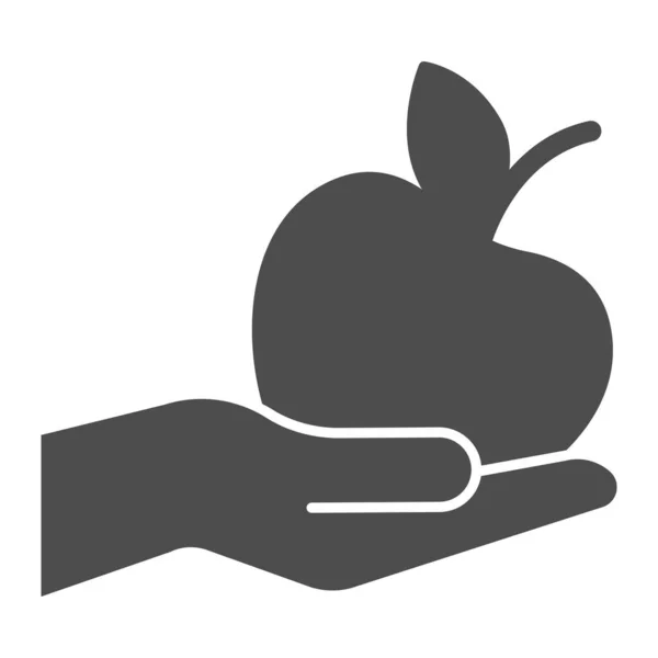 Apple в ручному твердому іконі, концепції дієти, свіжі здорові фруктові знаки на білому тлі, вручну надаючи яблучний ікон в стилі гліф для мобільного концепту і веб-дизайну. Векторна графіка. — стоковий вектор