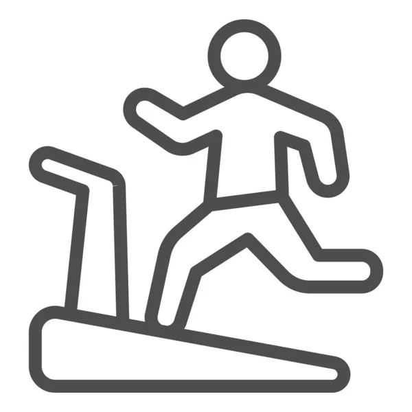Man on treadmill line icon, Diet concept, Exercise machine sign on white background, Man running on treadmill icon in outline style for mobile concept and web design. Vector graphics. — Stock Vector
